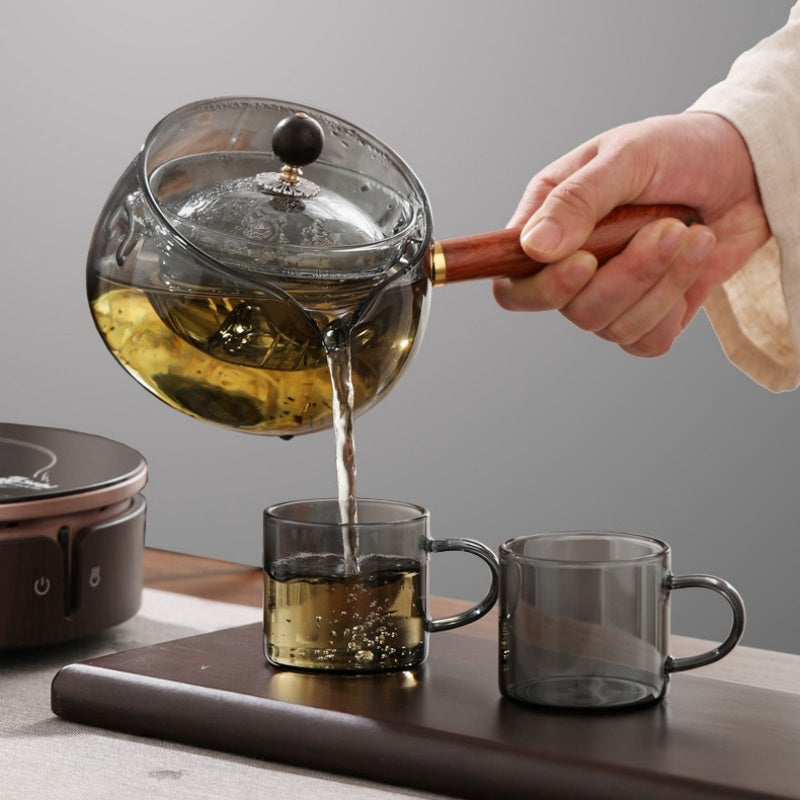 Semi-automatic Rotary Heat-resistant Glass Teapot